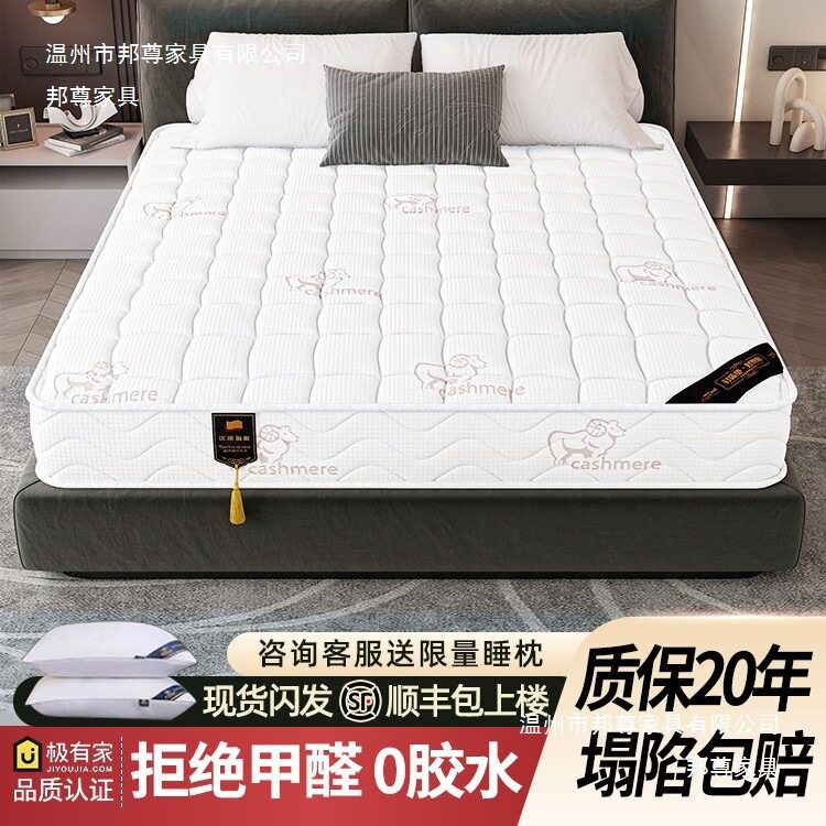 席梦思床垫家用卧室乳胶软垫20cm厚硬椰棕1.5米租房专用弹簧床垫