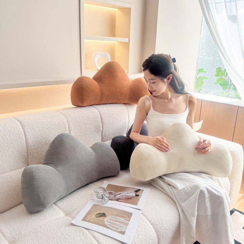 新款纯色灯芯绒靠山靠垫床上沙发办公座椅靠枕靠背山形软包腰靠