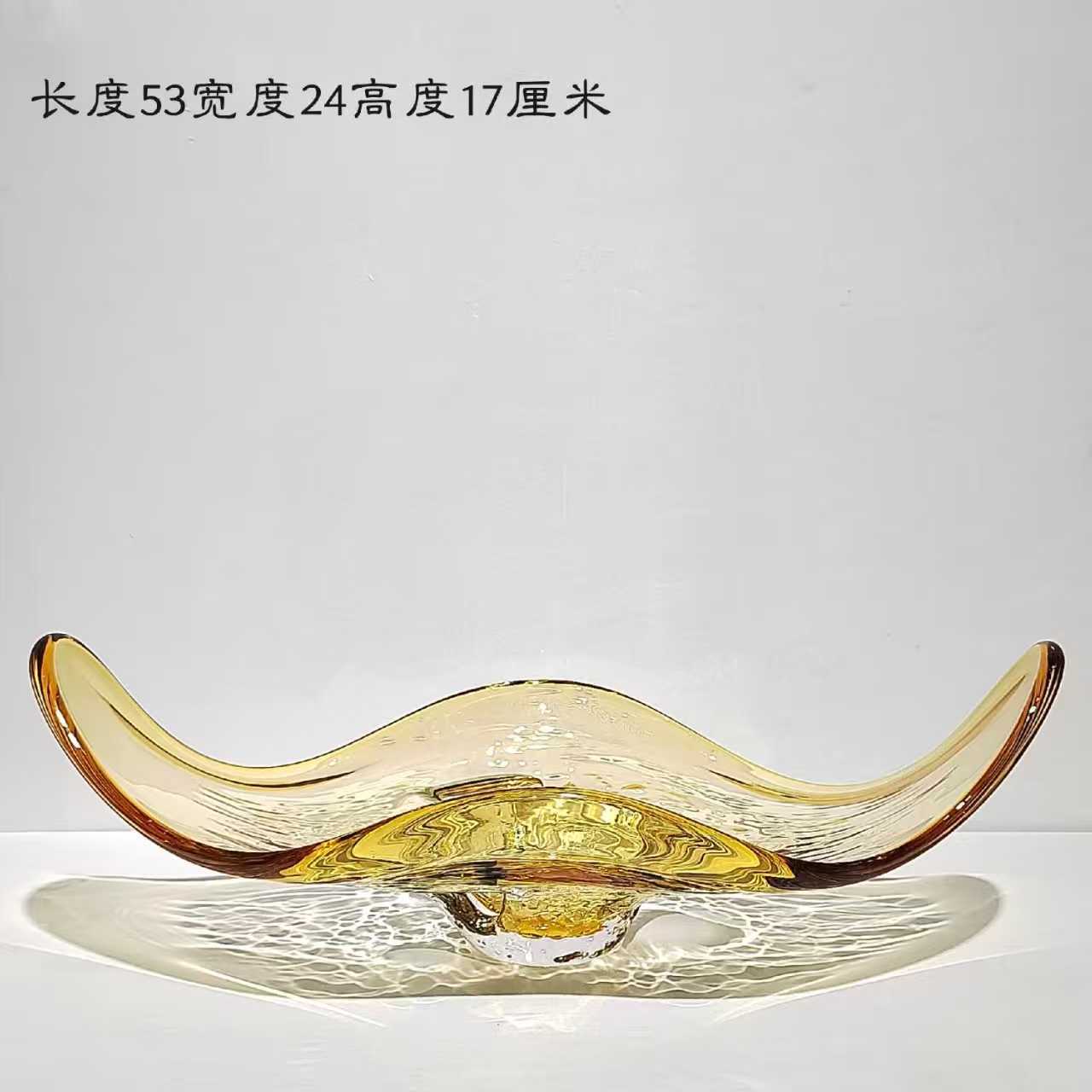 轻奢现代几何琉璃果盘摆件