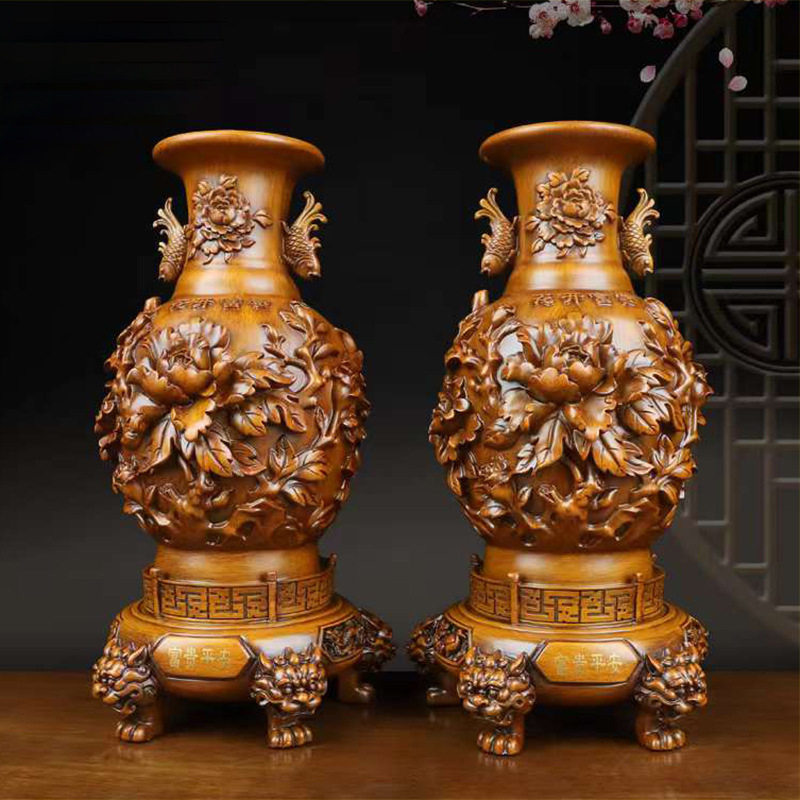 富贵平安龙凤花瓶一对婚房摆件