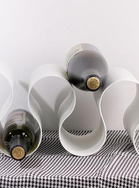 居现创意红置酒架摆件展厅桌面红酒收纳架代简家约S形酒Z04995-7