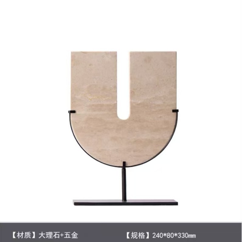 现代简约大理石几何摆件样板房书房客厅层架工艺品家居饰品