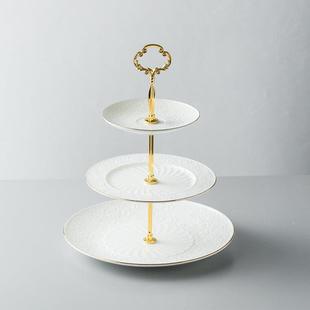 果几盘家用欧式 餐具三层水果盘客厅茶下茶点F75TH57H心架甜架品三