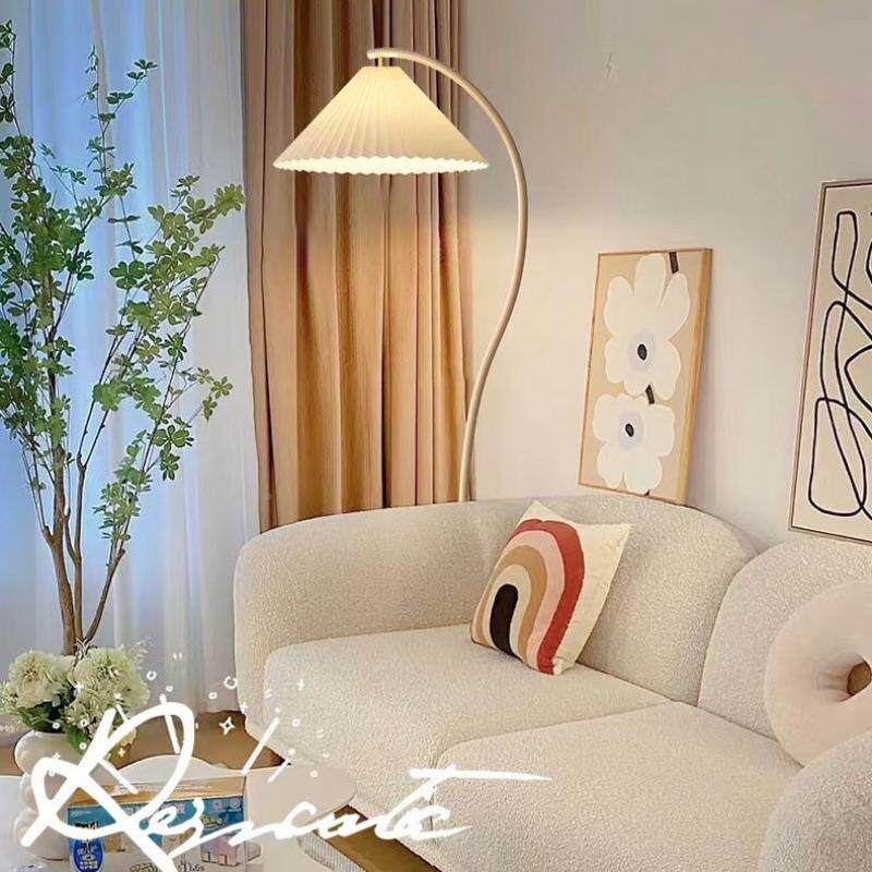 落地褶灯v457inta古ge法式复奶日油客厅卧室床头立式台灯式百氛围