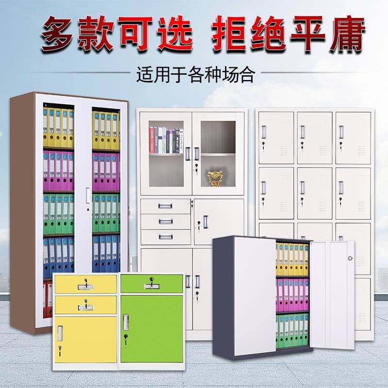 新款武汉铁皮文件柜矮柜书柜资料带锁凭证档案彩色办公室员工更衣