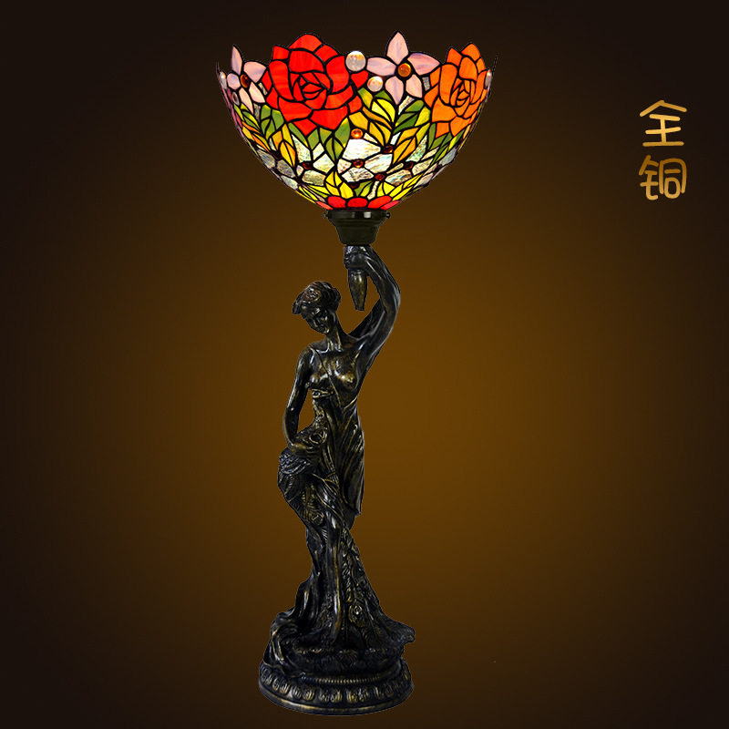 帝凡尼玫瑰全铜玻璃手工台灯