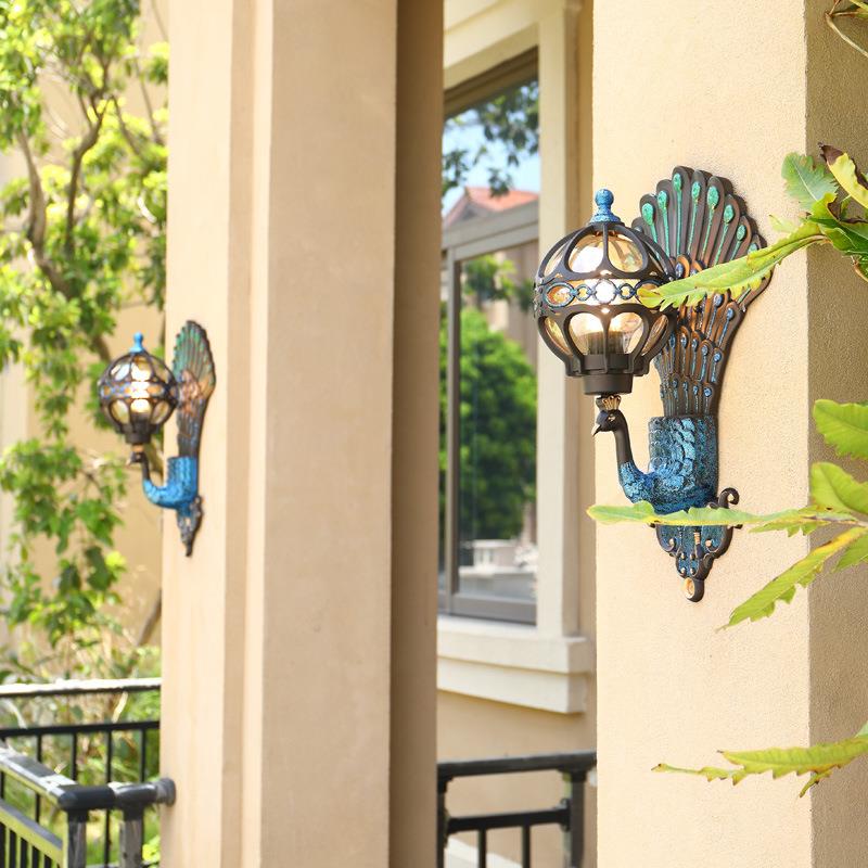 户外壁灯景防水欧式别667墅观庭院大门创意孔雀壁走廊阳室外墙le