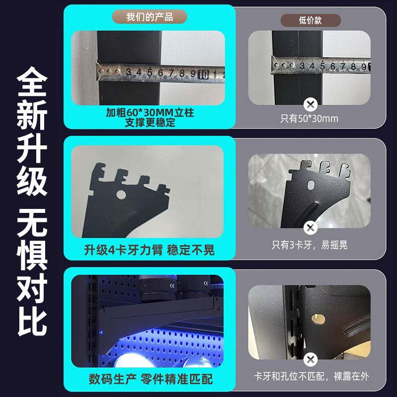 立式洞洞板置物架落地电竞房间装饰金属收纳架免打孔电脑桌面改造