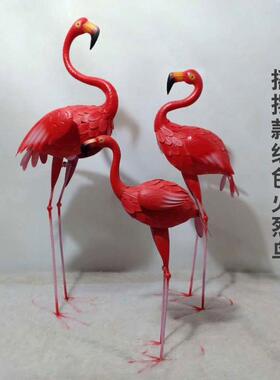 新款婚庆道火烈鸟摆JBU三件件套森系婚礼布置舞台饰装摆件橱窗具