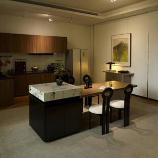 家用岛台餐桌一体倒台可伸缩岩板导台开放式厨房岛台柜加餐桌