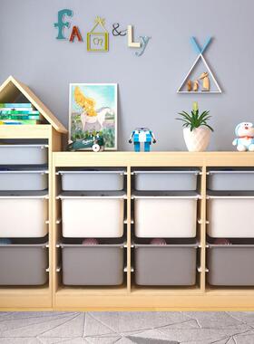 W8儿童收玩具纳架客厅宝42251宝房分收类整理柜大容量落地实木置
