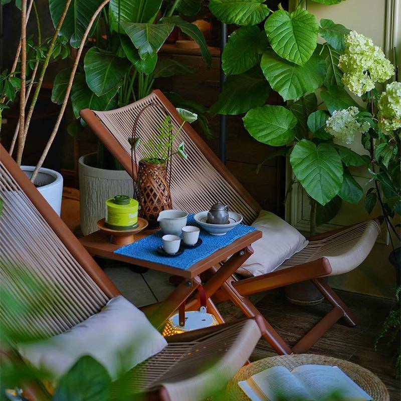 家户外桌椅阳台庭休闲件套院用藤编椅子民宿餐桌无可三躺坐午休躺