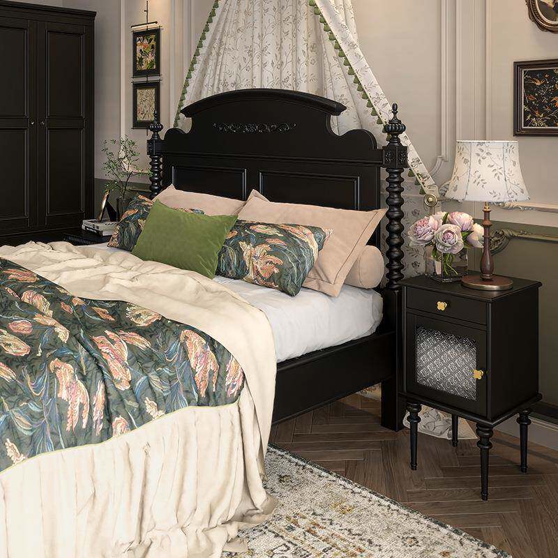 法式复古小边柜黑色小户型边客厅沙发侧柜迷你r床头柜置窄物小985