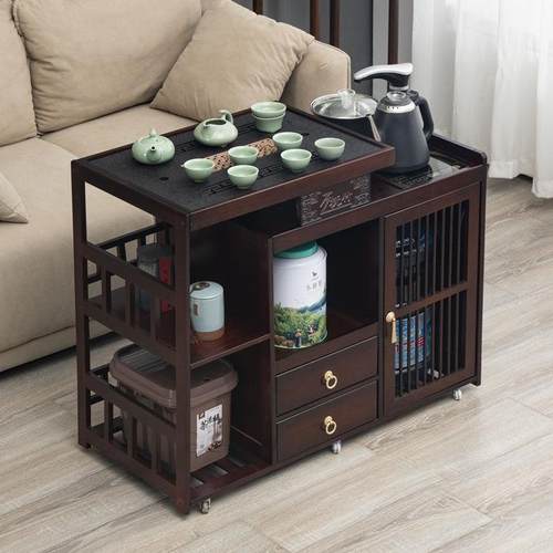 桌移动茶家用桌茶台客厅小茶几实木烧水泡茶喝壶茶一体边几茶QKW