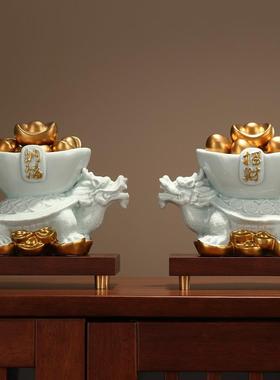 陶瓷聚宝龙关龟摆件家居JY-022电柜办公室盆视博古架装饰玄客厅现