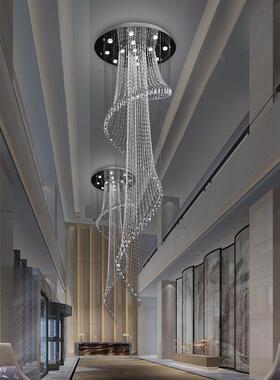 现代复式楼梯间吊灯客吊厅别墅家led大用灯展厅86088-13晶水旋转