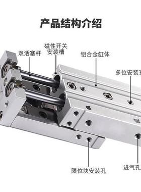 HS滑台气缸无品牌/HLLSL6121682025*20X30X0X50双4轴精密型滑台气