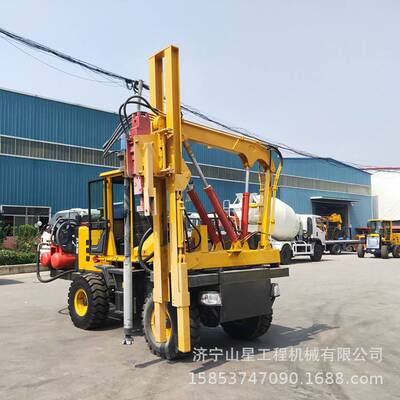 伸缩钻塔公路护栏打桩机 铲车式打拔钻一体机 高速安全栏抢修设备
