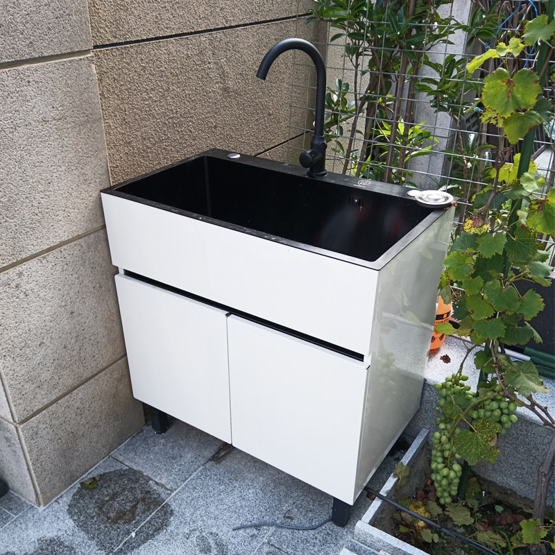 6R304不锈钢水槽 落地一体阳台洗衣柜洗手池组合户外家用庭院洗菜