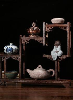小鸡翅木博古架中式茶多宝阁茶具架子架实木置物DCY架壶摆件架展