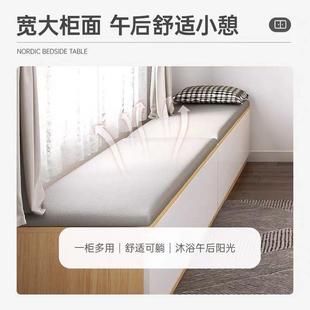 简易家用翻盖收纳柜窗台置物柜飘窗柜可坐矮柜储物柜榻榻米柜子