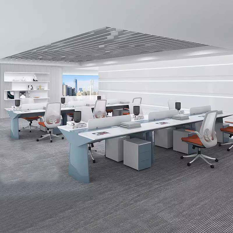 烤漆办公桌椅组屏合创意桌简约现代风脑工YWH作位办公室职员桌电