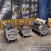 速发工业风沙休俱待部等候发息区会客工作室接乐店铺创意油桶茶几