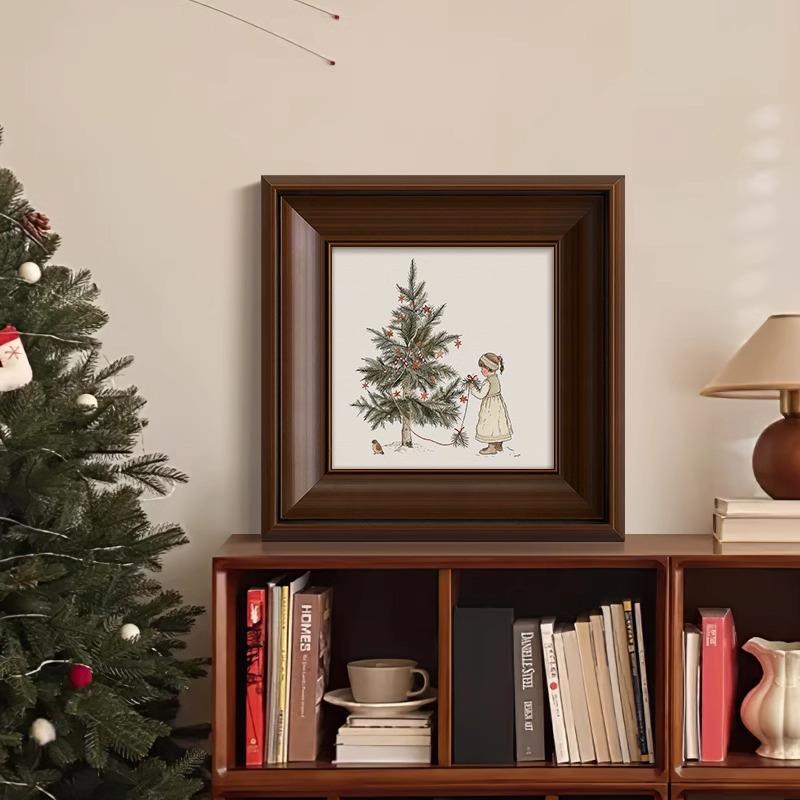 安其拉的圣节诞》圣诞装饰画轻式法中古风桌面摆件卧室卡无品牌/