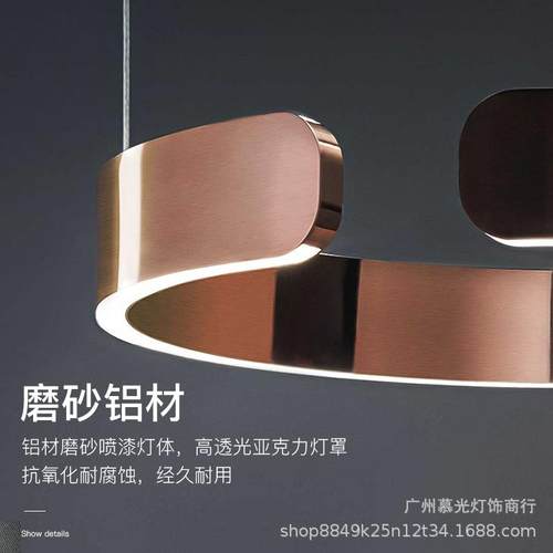 意吊式简客厅灯轻奢不锈QFG极钢环形餐厅吊灯代具后现创意主卧室