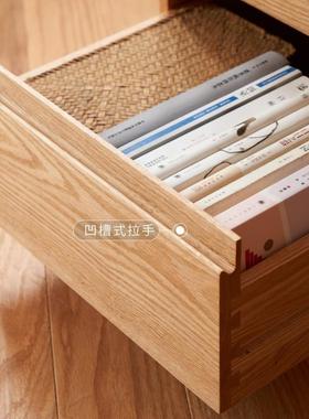 2881动抽屉书柜红小橡木斗柜房纯实木文件柜书移桌储物柜现代简约