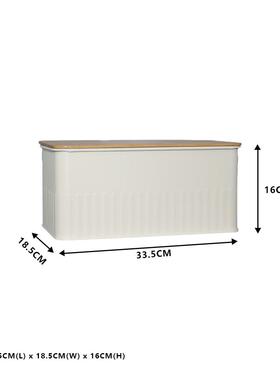 铁方制面包箱储物罐4件厨房组合套装面包物盒长形竹盖包SY箱储面