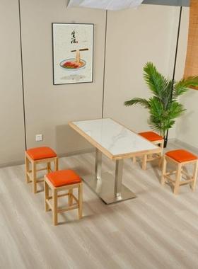 商餐桌椅实凳木小软包凳子面馆餐厅餐桌椅方岩板餐桌WK622951组用