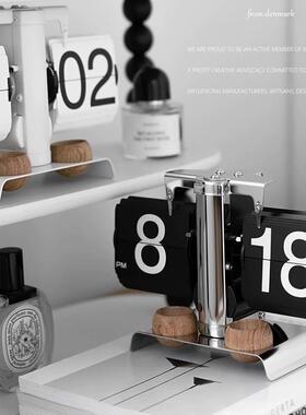 创械意机时ZEW自动电子翻页钟木扩香檀木桌面复古摆件座钟复实古