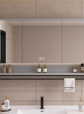 实木智能镜柜独墙式间卫生间单浴室镜洗手ZRF梳镜妆置物架镜子带