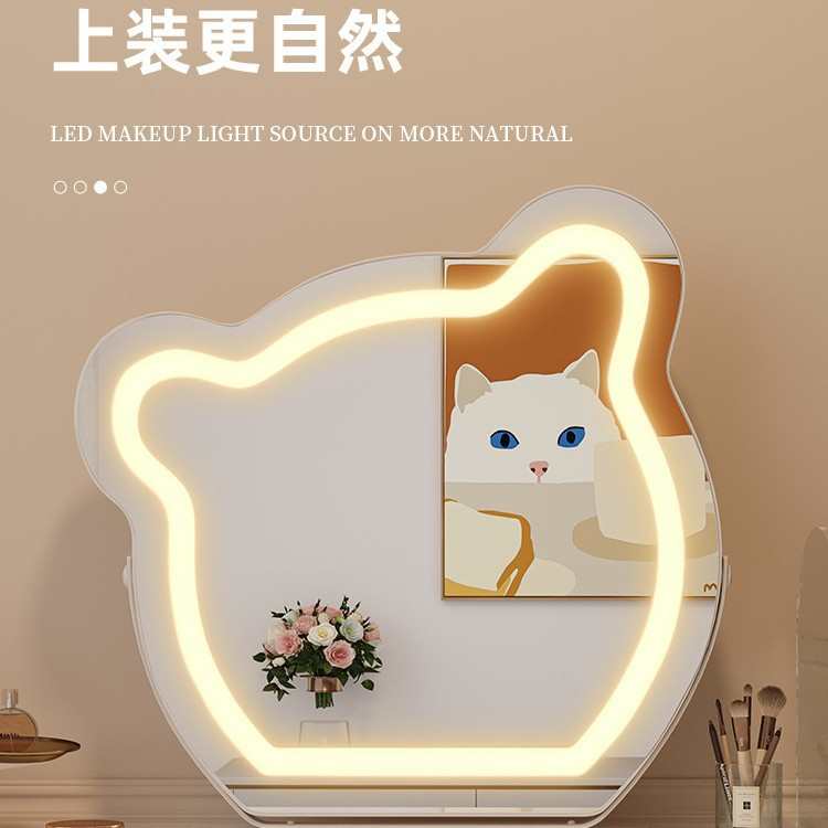少女心化妆镜大号双面可翻转宿舍台式梳妆镜学生桌面立式公主镜子
