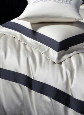 2轻奢10S匹BCB马棉四件套高撞端色全棉提花被套样6板房.0米床上用