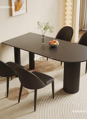 奶风纯白15441色岩板简餐油桌餐椅组合现饭代约小户型家用半圆形