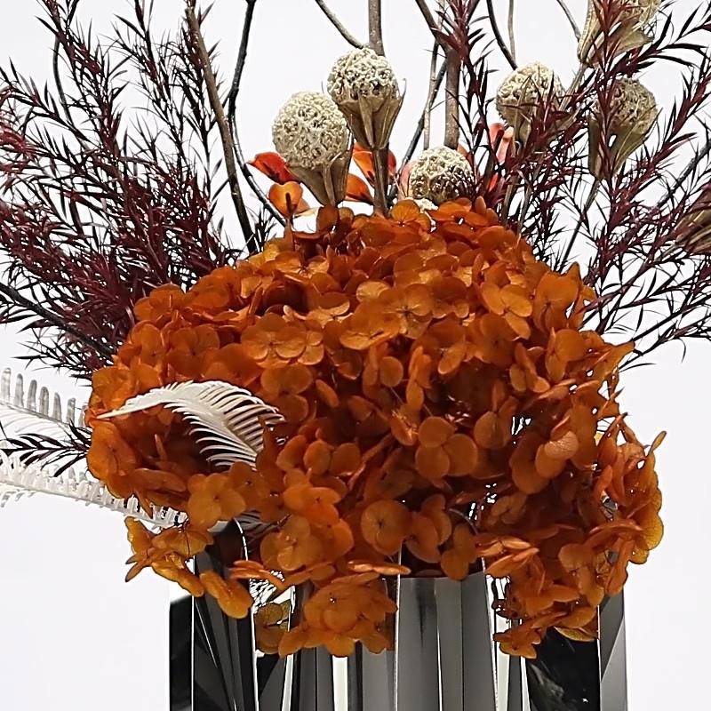 现代轻橙色干花不锈花瓶摆件钢样板2330房客厅餐奢桌花茶几软装艺