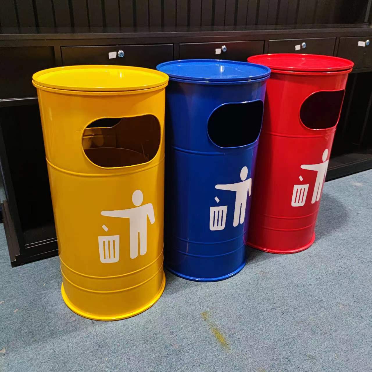 复古工业风商场个性创意垃圾桶铁艺户外公共大容量公园分类垃圾箱
