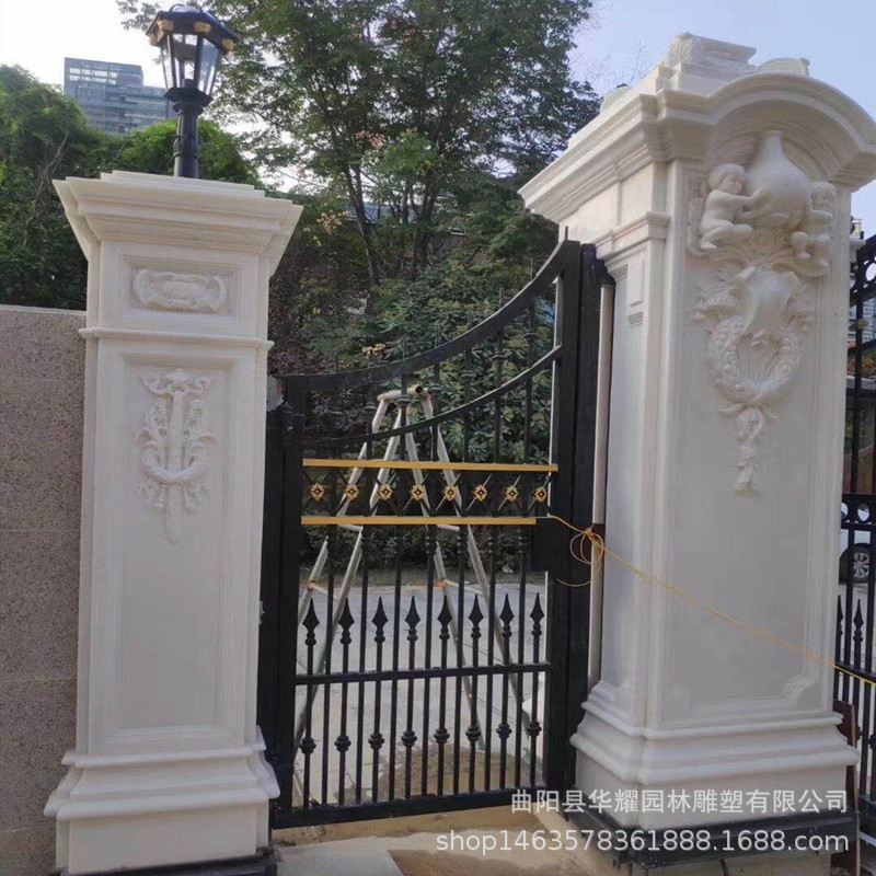 石雕花岗岩门柱大理石庭院汉白玉大门柱青石石柱景观园林摆件