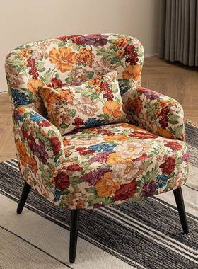 美古式奢单人沙发复轻乡村42925小花户型阳台客厅卧室布懒人沙发