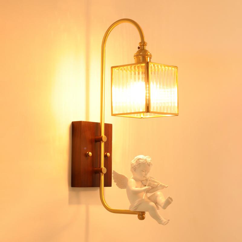 黑镜前灯胡桃浴室化妆台镜柜卧木无品牌/室客厅法式天使小鸟全铜