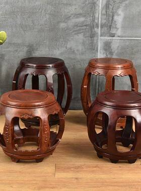 凳花凳梨木新鼓中式实木凳古筝板复圆古68276鸡翅木酸枝色琴凳鼓