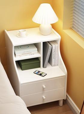 实木床XJG头柜边白色简约家用夹小型物收纳柜卧室缝储儿童床柜置