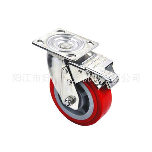 源头工厂脚直板6X2重型EMM04全不供锈钢平双刹车聚氨脂PU轮