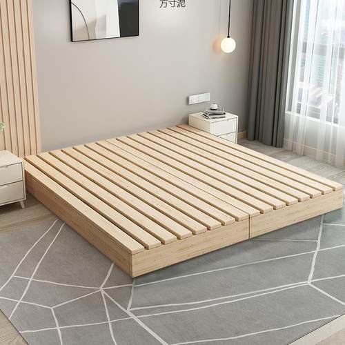 实木日式榻榻米床落地式出XQP租房折叠排床架现双骨架卧人室木板