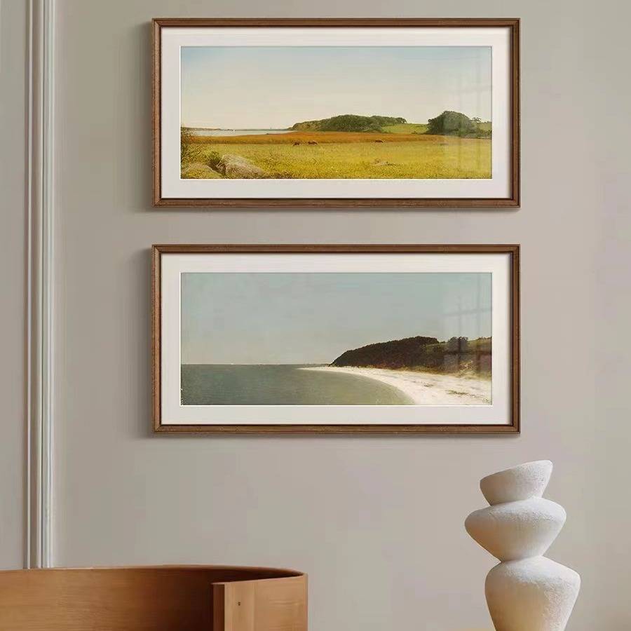 美拉德复古风景挂画法式客厅餐厅装饰画中古风玄关卧室书房壁画图片