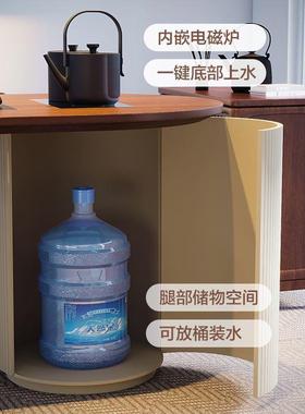 现代简约木阳台茶桌实创意小户50436型家用会客闲茶桌储物一体休