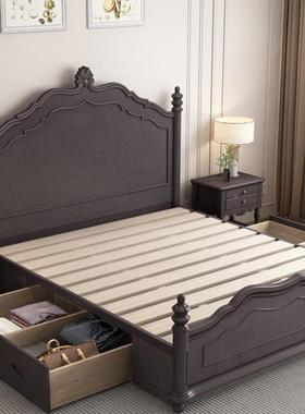 卧法式奶油风实木床6601#床美式5气压储物1.8米主白色奢1.米轻公