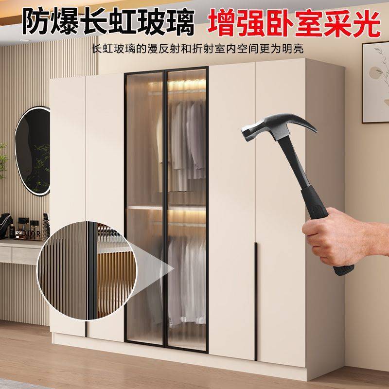 实木衣柜家用卧室简约现代出租房用对开门衣橱简易小户型儿童柜子